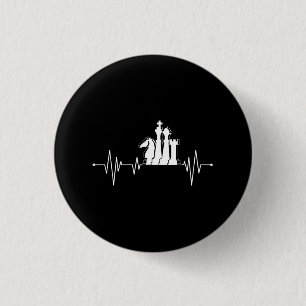 Chess Player Gift Idea Chess Pieces Heartbeat 1 Inch Round Button