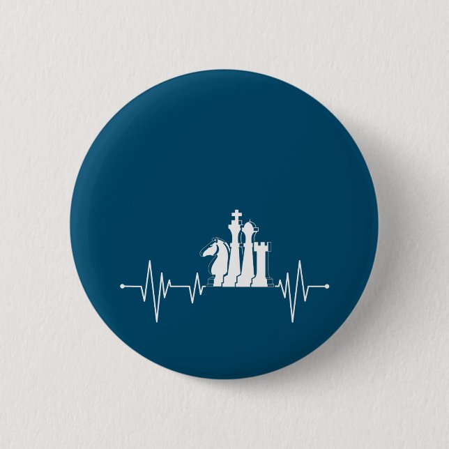 Chess Player Gift Idea Chess Pieces Heartbeat 2 Inch Round Button (Front)