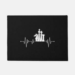 Chess Player Gift Idea Chess Pieces Heartbeat Doormat