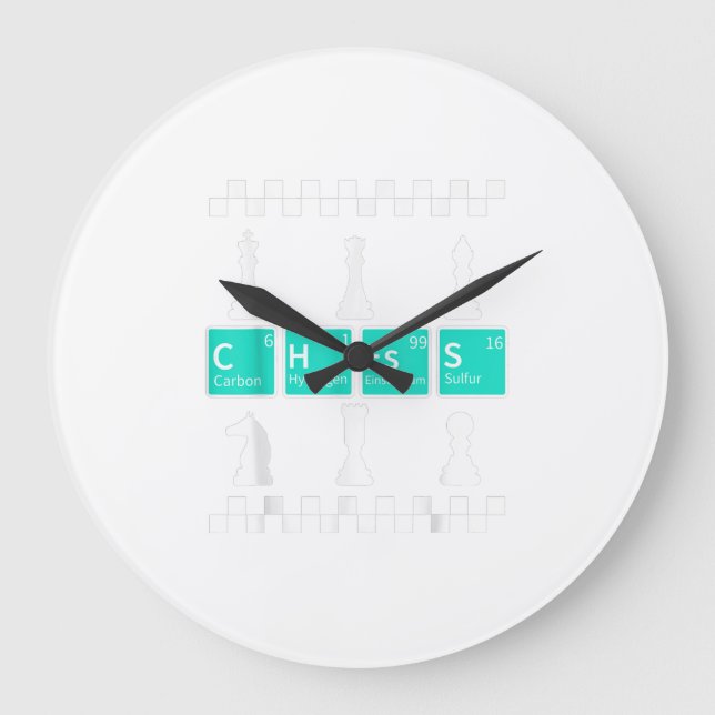 Chess Player Lover Periodic Table Funny Gift Men Large Clock (Front)