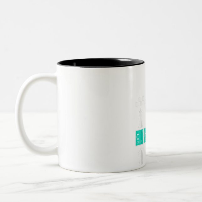 Chess Player Lover Periodic Table Funny Gift Men Two-Tone Coffee Mug (Left)