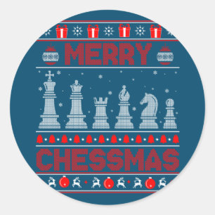 Chess Player Merry Chessmas Christmas Ugly Sweater Classic Round Sticker