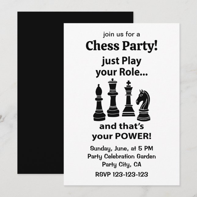 Chess Player Party Invitation (Front/Back)