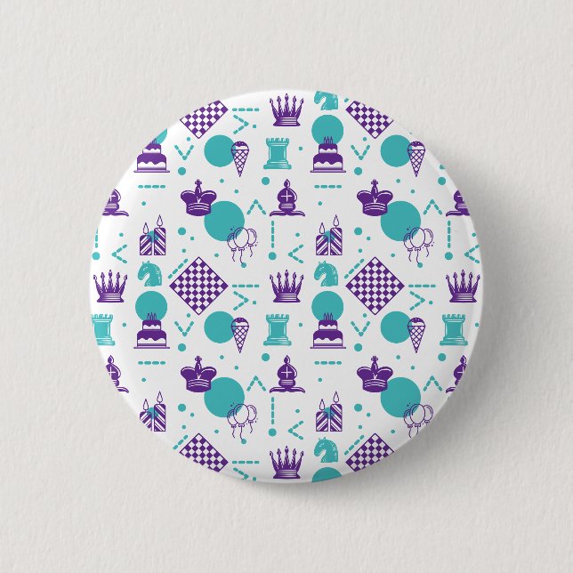 Chess Player Pieces - Party Art Pattern 2 Inch Round Button (Front)