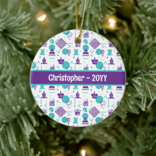 Chess Player Pieces - Party Art Pattern Ceramic Ornament