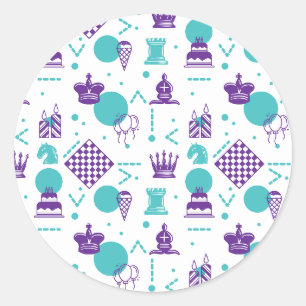 Chess Player Pieces - Party Art Pattern Classic Round Sticker