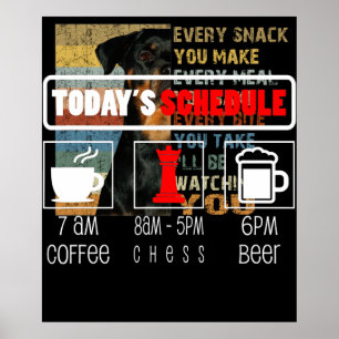 Chess Player   Todays Schedule Coffee Chess Poster