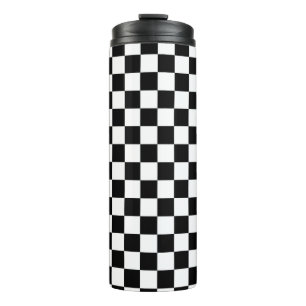 Chess players black and white thermal tumbler