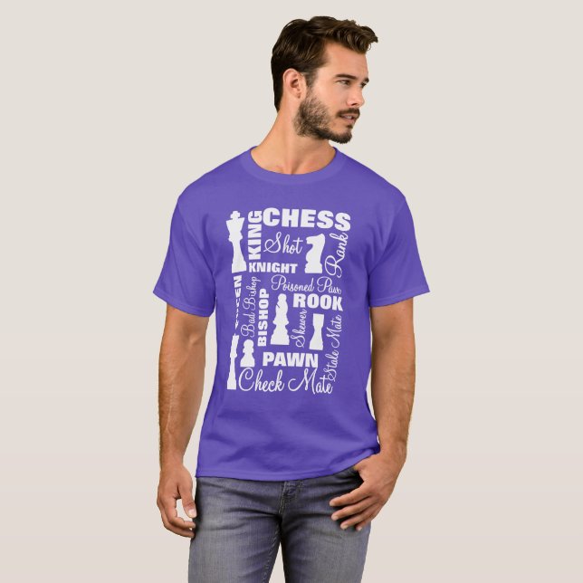 Chess Players Typography Design T-Shirt (Front Full)