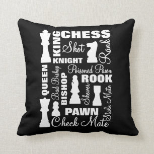 Chess Players Typography Design Throw Pillow