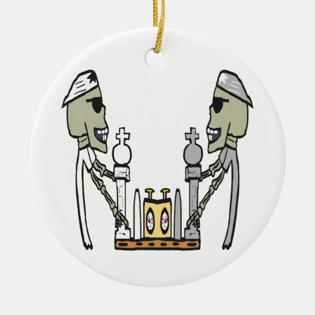 Chess Playing Ceramic Ornament (Front)