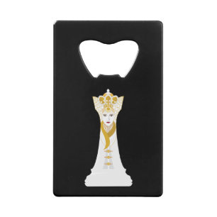 Chess queen / black and white credit card bottle opener
