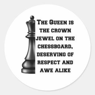 Chess Queen Black White Power Respect Strategy Classic Round Sticker