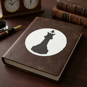 Chess Queen Silhouette Bold Minimalist Classic Round Sticker