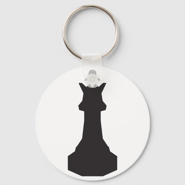Chess Queen Silhouette Bold Minimalist Keychain (Front)