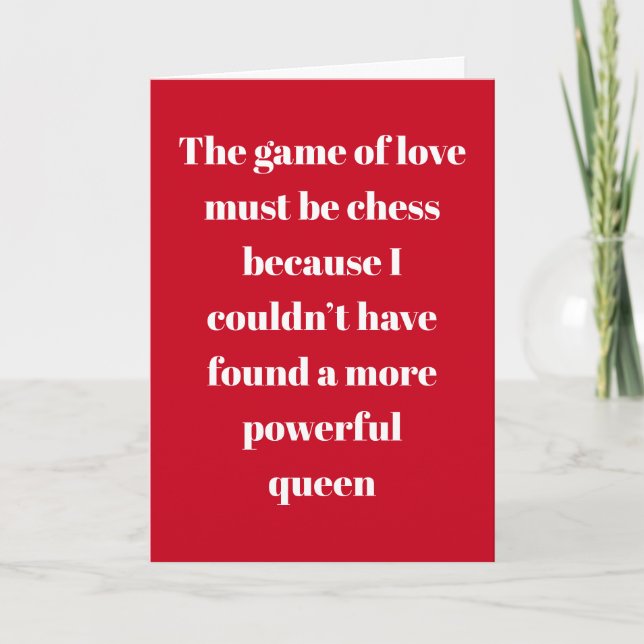 Chess Queen Typography Valentine’s Day Holiday Card (Front)