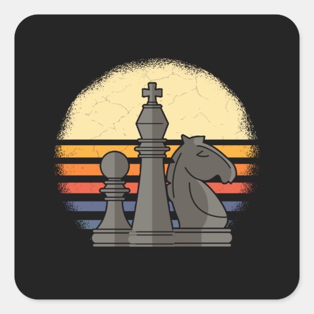 Chess Retro Square Sticker (Front)