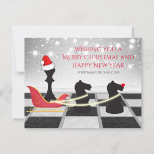Chess Santa Claus and Reindeer Christmas  Holiday Card