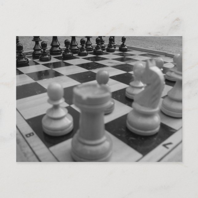 Chess set B&W Postcard (Front)
