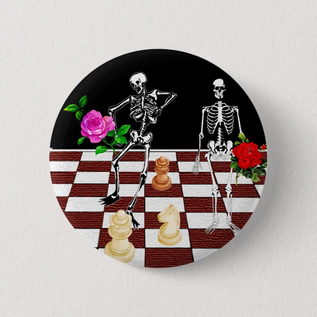 Chess Skeletons 2 Inch Round Button (Front)