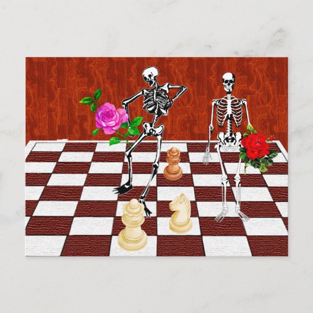 Chess Skeletons Postcard (Front)