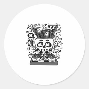 Chess Skull Head Classic Round Sticker