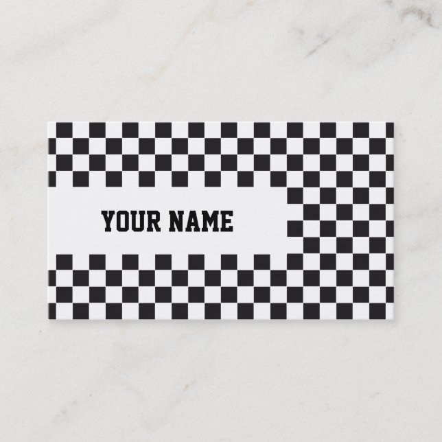 Chess Square Pattern - black + your background Business Card (Front)