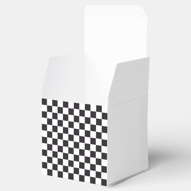 Chess Square Pattern - black + your background Favor Box (Opened)