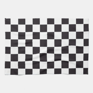 Chess Square Pattern - black + your background Kitchen Towel