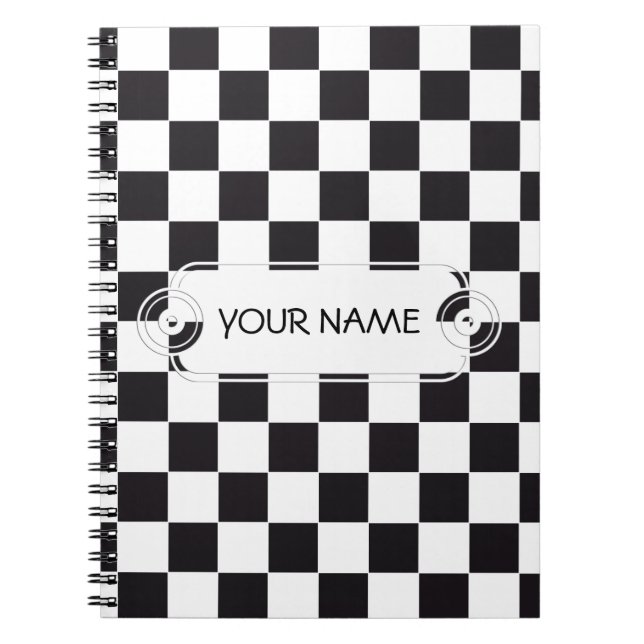 Chess Square Pattern - black + your background Notebook (Front)
