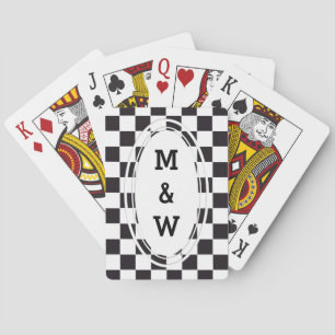 Chess Square Pattern - black + your text & backgr. Playing Cards