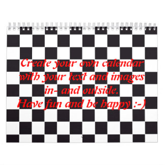 Chess Square Pattern - black + your text & images Calendar