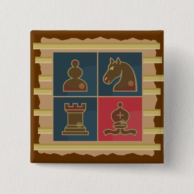 Chess Squares 2 Inch Square Button (Front)