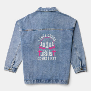 Chess Stuff Chess Club Chess Merch Christian Jesus Denim Jacket