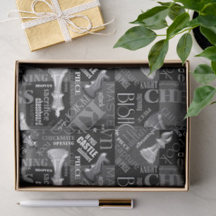 Chess Terms and Pieces Black and White ID784 Tissue Paper