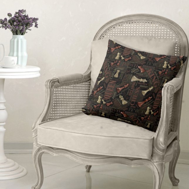 Chess Terms and Pieces Copper and Gold ID784 Throw Pillow (Creator Uploaded)