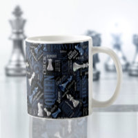 Chess Terms and Pieces Silver and Blue ID784