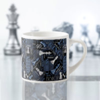 Chess Terms and Pieces Silver and Blue ID784