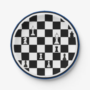 Chess Theme Paper Plates - Elegant Chessboard 