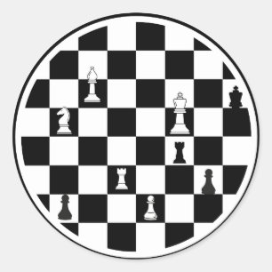 Chess Theme Round Stickers - Black & White