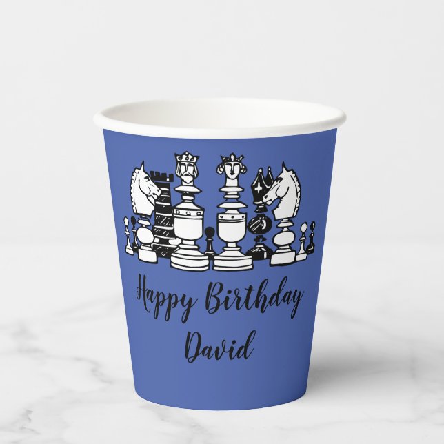 Chess Themed Personalized Paper Cups (Front)