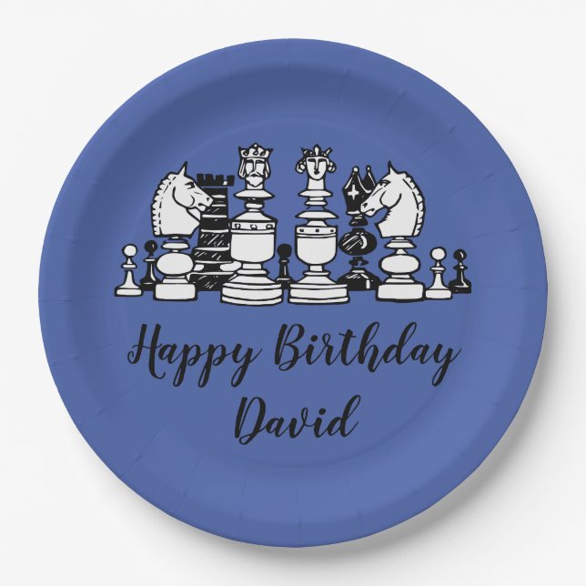 Chess Themed Personalized Paper Plates (Front)
