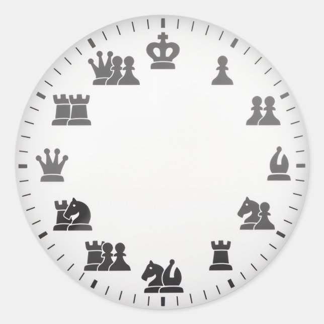 Chess Themed Wall Clock Classic Round Sticker (Front)