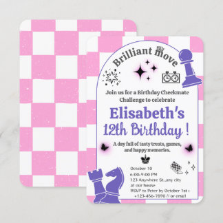 Chess Tournament Birthday Party For Girls Theme Invitation
