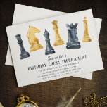 Chess Tournament Kids Birthday Party Invitation<br><div class="desc">Choose these sweet invitations for your chess fanatic's birthday party. Chess tournament party design features watercolor chess piece illustrations with your party details beneath.</div>