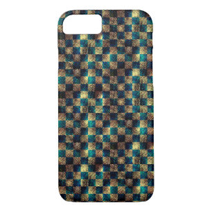 Chess with dirty and scratched effect, yellow blue Case-Mate iPhone case