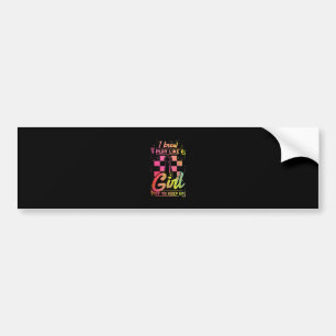 Chess Women Queen Chessfield Team Play Like A Girl Bumper Sticker