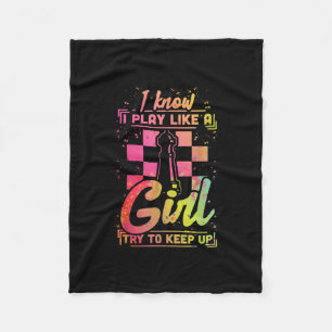 Chess Women Queen Chessfield Team Play Like A Girl Fleece Blanket