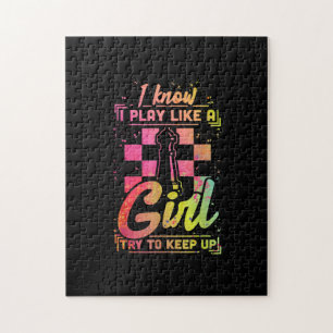 Chess Women Queen Chessfield Team Play Like A Girl Jigsaw Puzzle
