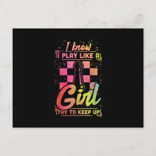 Chess Women Queen Chessfield Team Play Like A Girl Postcard